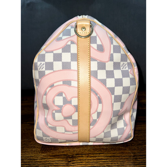 Louis Vuitton Keepall Bandouliere 50 Tahitienne Pink Damier Azur Travel Bag - Picture 5 of 11